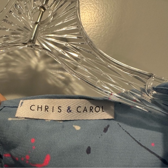 Chris & Carol Blue Paint Splatter Scoop Neck Sleeveless Tank size Small - Picture 2 of 10